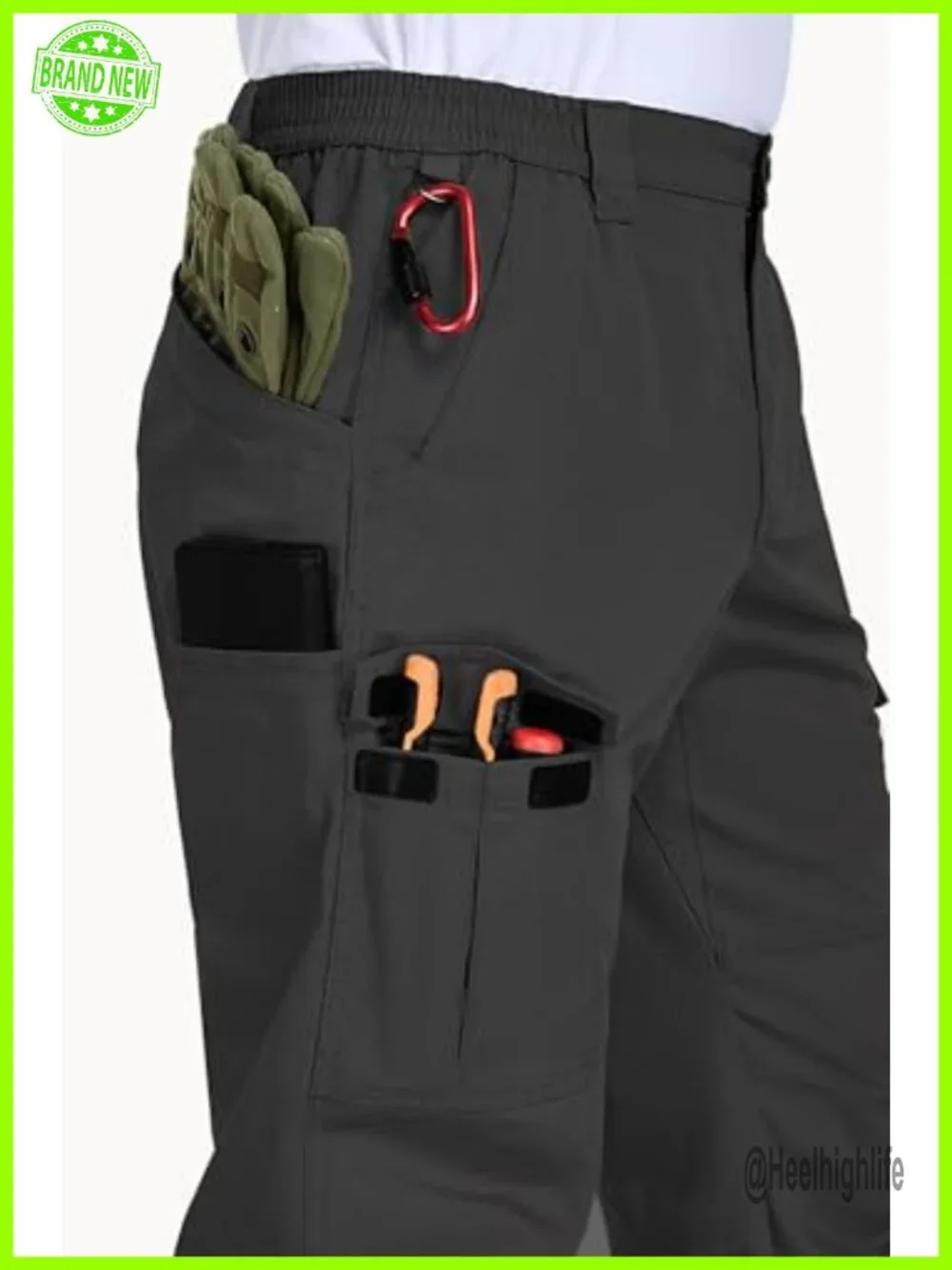 Men's Cargo Work Pants Tactical Hiking Ripstop Water Resistant 7 Pockets